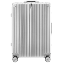 90分PC旅行箱轻质铝框行李箱防刮商旅两用拉杆箱20英寸登机箱太空银