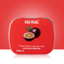 Plus会员：KISS PEARL 无糖薄荷糖 口香糖清新口气铁盒 甜蜜百香果 1盒*5件
