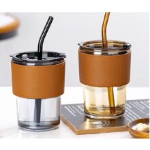 微信小程序：JIDAO COOK大容量带盖牛奶杯 颜色随机(含吸管+杯盖+皮套) 450ML