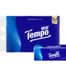 Tempo 得宝 软抽经典无香4层90抽12包抽纸餐巾纸卫生纸