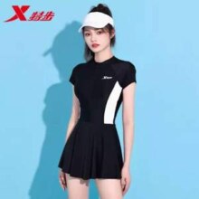 特步2024新款 女士保守显瘦连体游泳衣