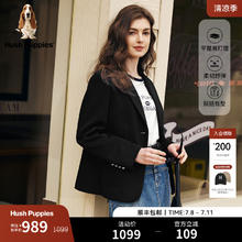 暇步士 女装2024春新款职场通勤简约百搭针织西服外套 188黑色 M