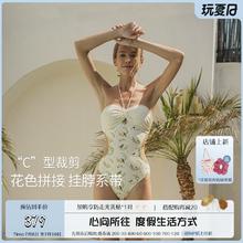 atlanticbeach 爱澜绮 复古花鸟系列 女款连体泳衣