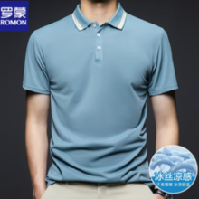 PLUS会员！ROMON 罗蒙男翻领夏季薄款商务休闲polo领体恤衫