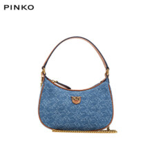 七夕好礼、京东百亿补贴：PINKO 腋下半月包小号单肩斜挎燕子包 丹宁牛仔蓝