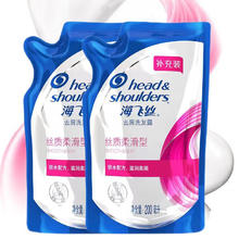 海飞丝 洗发水 丝质柔滑200ml/g*2袋补充装（新老包装随机发） 丝质顺滑