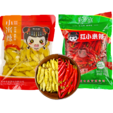 黔小妹贵州特产小米辣泡椒红小米泡菜酸辣野山椒凤爪调料袋装9月到期 【中辣】小米辣420g2袋