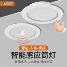 拉伯塔 超薄人体感应筒灯 红外雷达嵌入式 防眩光玄关过道天花孔灯 白光 雷达感应 超薄2.5cm