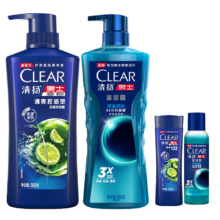 京东百亿补贴、plus会员立减:清扬（CLEAR）男士洗发沐浴套装深海沐浴露600g+100g +清爽控油洗发水500g+100g