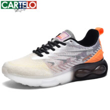 限尺码：CARTELO 卡帝乐鳄鱼 男士飞织网面运动鞋 QH3357-1