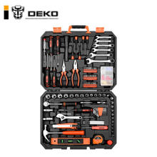 DEKO 五金工具箱维修工具组套电工装修收纳箱车载多功能家用工具套装 208件套