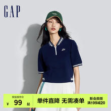 Gap 盖璞 女士棒球领logo撞色短袖T恤 873957