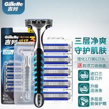 Gillette 吉列 威锋3刀片男士不通锋速剃须刀手动刮胡刀强化刀头三层无刀架 1刀架6刀头+收纳盒