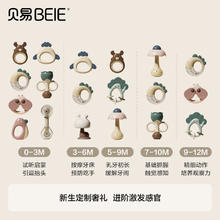 BEIE 贝易 手摇铃新生婴幼儿宝宝玩具0-3岁早教满月新生儿礼盒1到6个月 育婴师-分阶摇铃10只-收纳盒