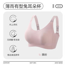 FENTENG 芬腾 内衣女士无钢圈大胸显小光面薄款透气文胸聚拢无痕全罩杯胸罩 藕粉 L