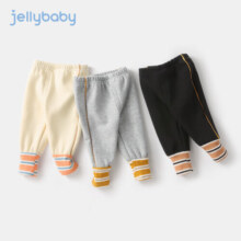 JELLYBABY【加绒保暖简约设计休闲长裤休闲裤】2024冬季女童儿童裤子 花灰 90