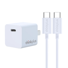 ThinkPlus联想 苹果15快充套装30W氮化镓iPhone15充电器兼容PD20W/27W手机ipad平板Type-C数据线插头 白