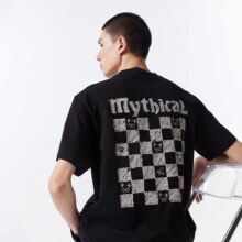 JACK&JONES 涂鸦棋盘格 男士T恤宽松圆领短袖