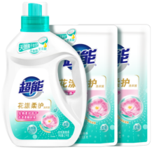 超能洗衣液6斤家庭机洗量贩套装 2kg+500g*2袋 花漾柔护 持久留香