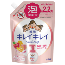 狮王(Lion)儿童洗手液补充装 抑菌植物性水果香 清爽型 450ml日本进口