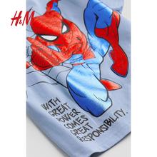 H&M HM 童装男童T恤夏季圆领宽松卡通印花上衣1117472