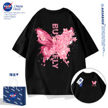 乐蛰 NASA联名蝴蝶短袖t恤男女潮牌2024新款潮流爆款宽松学生半袖体恤