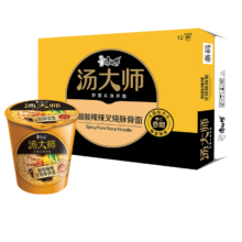 康师傅方便面 整箱装 汤大师 酸酸辣辣豚骨面55g*12杯