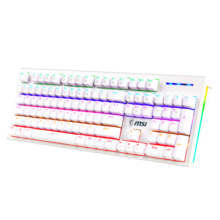 微星（MSI）GK50Z 机械键盘 红轴 RGB光效 有线 游戏电竞办公键盘 104键 吃鸡键盘 白色
