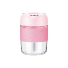 乐扣乐扣（LOCK&LOCK）手拎直饮吸管两用樱花防滑杯套玻璃杯 LLG796PIK-350ml