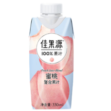 PLUS会员：佳果源 100%蜜桃复合果汁 口感清甜330ml*12瓶