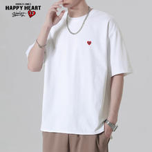 CHARLES JANG'S HAPPY HEART 查尔斯桃心 短袖T恤男女同款小爱心logo刺绣休闲圆领宽松纯棉打底衫
