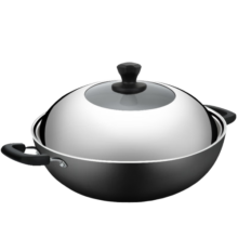 炊大皇（COOKER KING）铁锅炒锅加大尺寸双耳传统铁锅无涂层生铁锅大勺 炒锅燃气灶电磁炉通用 40cm双耳C40D2(适用于9-10人）