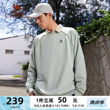 CAMEL 骆驼 卫衣男冬长袖t恤圆领套头宽松版型运动时尚男女同款 水灰绿，男女同款 L