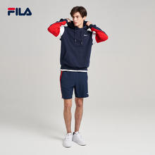 FILA 斐乐 男拼色套头连帽运动服卫衣欧版 深藏蓝/正红色/亮白色 M