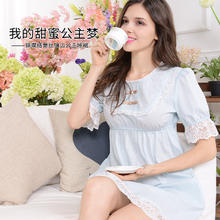 ALDOLA 雅黛俪 女士睡裙家居服夏季蕾丝短袖可外穿宽松连衣裙式女清新睡衣