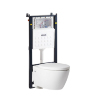 科勒（KOHLER）家用壁挂式马桶挂墙坐便器水箱嵌入式墙排直冲悬挂式马桶K-25255 高挂墙马桶：缸体+水箱+面板
