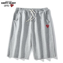 CHARLES JANG'S HAPPY HEART 查尔斯桃心 休闲短裤男爱心logo刺绣夏季男款运动篮球中裤男士直筒百搭五分裤
