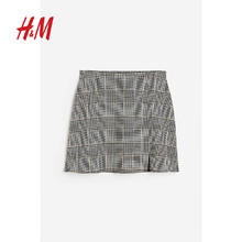 H&M HM 女装半身裙夏季学院风法式修身迷你半身短裙1195395 黑色/格纹 170/100