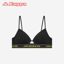 Kappa 卡帕 内衣女夏季潮流运动风辣妹法式三角杯细肩带性感薄款小文胸罩 黑色 L（80AB)