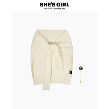 She’s Girl shesgirl时尚糖果色搭配办公室空调多用小披肩围巾女蝴蝶结胸针