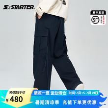 STARTER 梭织长裤男女同款秋季美式复古宽松运动裤 藏青色 S