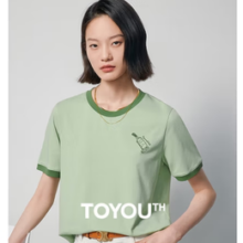 TOYOUTH 初语 撞色包边圆领休闲T恤