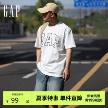 GAP男装2024夏新款撞色logo圆领短袖T恤上衣544465