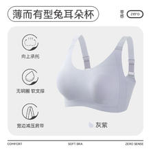 FENTENG 芬腾 无痕大胸显小胸内衣女夏季薄款透气全罩杯无钢圈收副乳文胸罩 灰紫 L