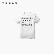 TESLA 特斯拉 灰色白色黑色短袖T恤休闲字母图案男款半袖 白色 S码
