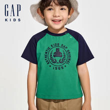 Gap 盖璞 男女幼童2024春季新纯棉小熊logo撞色短袖T恤儿童装上衣890235