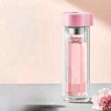 再补券、plus会员:炊大皇（COOKER KING）玻璃杯带茶隔 粉色 350ml