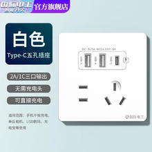 fdd 国际电工 双USB插座面板 五孔2.1A双USB+type-c