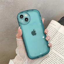 昊穆 适用于苹果14PRO大眼睛糖果色硅胶保护套iPhone情侣透明手机壳全包防摔 湖蓝圆孔 适用iphone13