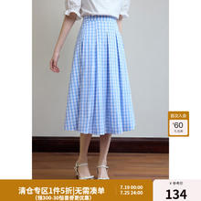 DUSHU 独束 大码女装法式格纹优雅A字半身裙2024夏新款经典宽松显瘦半裙